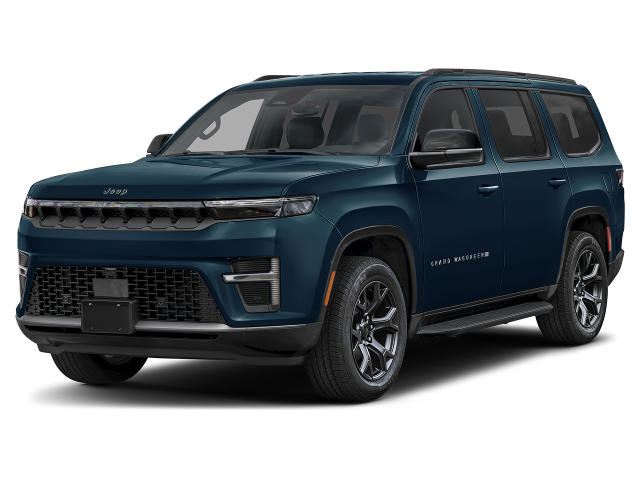 2026 Jeep Grand Wagoneer Limited Altitude in Fathom Blue Pearlcoat — front three-quarter view