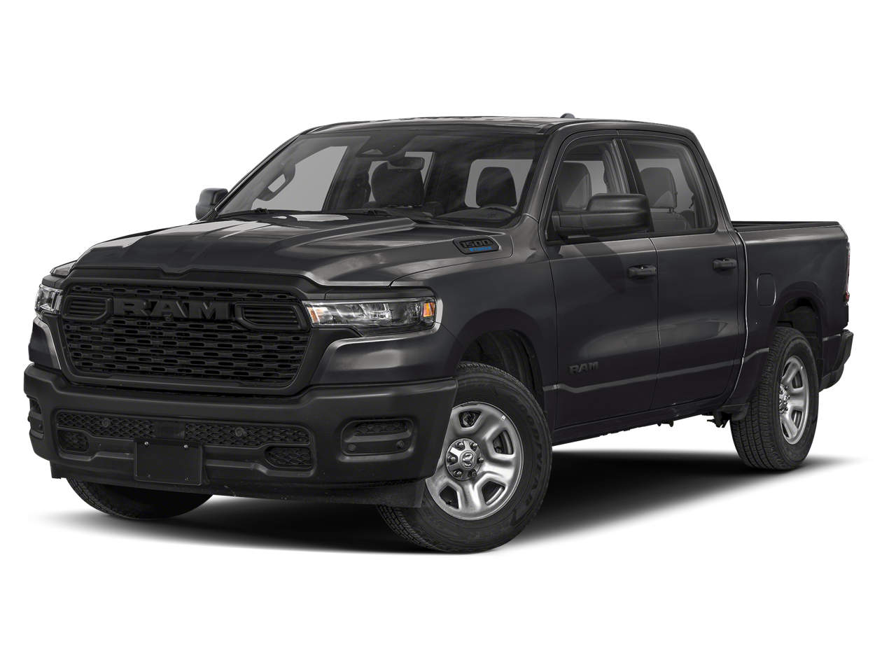 2026 RAM 1500 Express in Diamond Black Crystal Pearlcoat — front three-quarter view