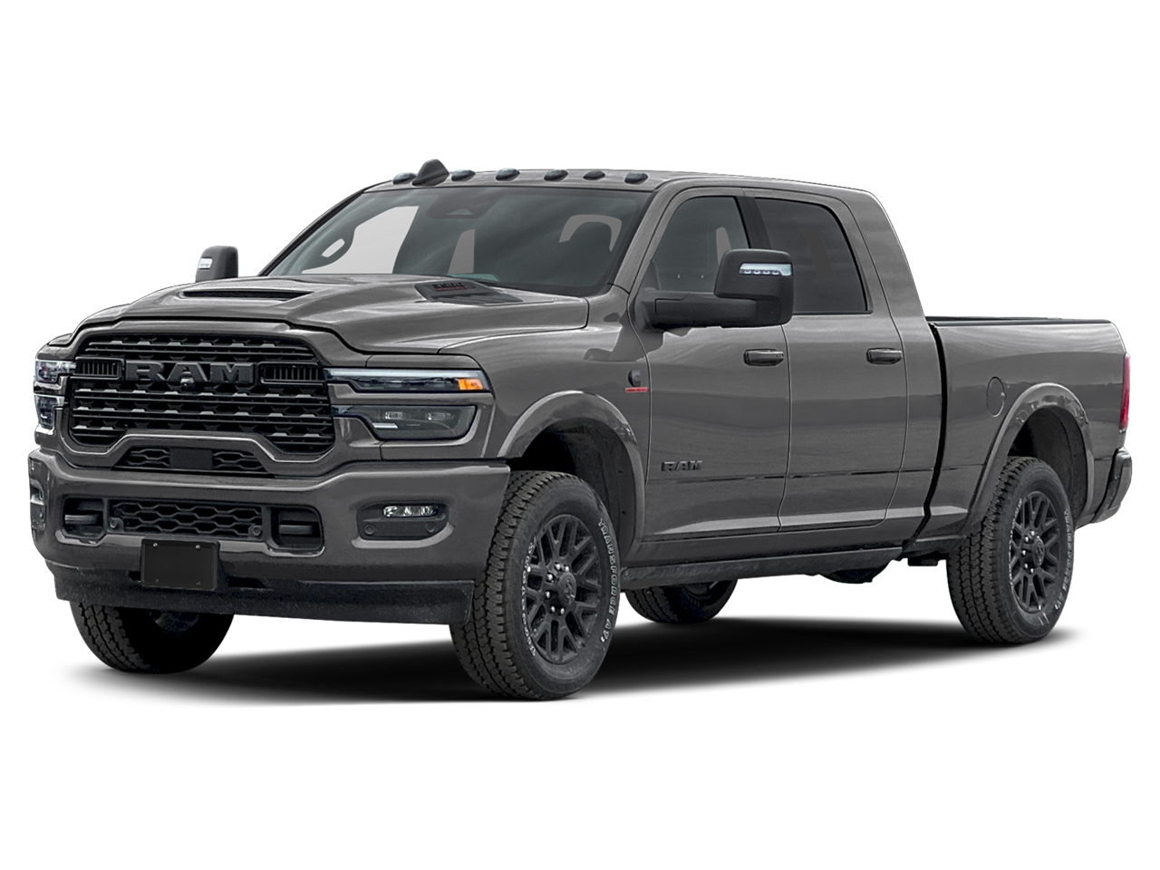 2026 RAM 3500 RAM 3500 LIMITED MEGA CAB 4X4 6'4' BOX in Ceramic Gray Clear-Coat Exterior Paint — front three-quarter view
