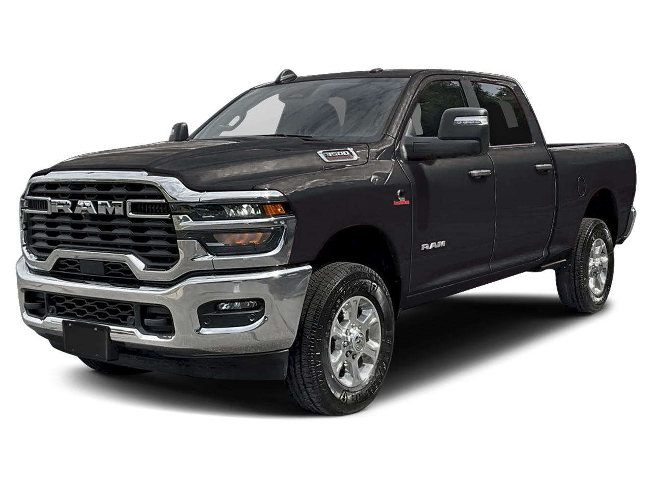 2026 RAM 3500 RAM 3500 LONE STAR CREW CAB 4X4 8' BOX in Diamond Black Crystal Pearl-Coat Exterior Paint — front three-quarter view