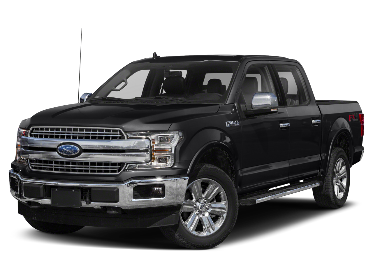 2019 Ford F-150 Lariat in Magma Red — front three-quarter view