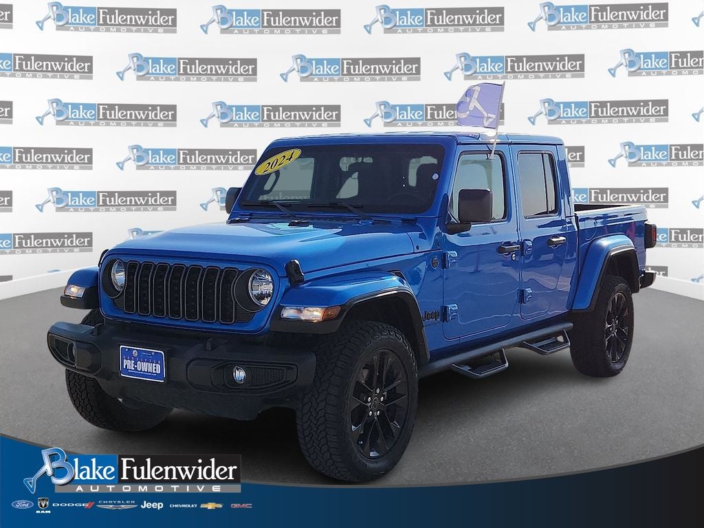 2024 Jeep Gladiator Sport in Hydro Blue Pearlcoat — front three-quarter view
