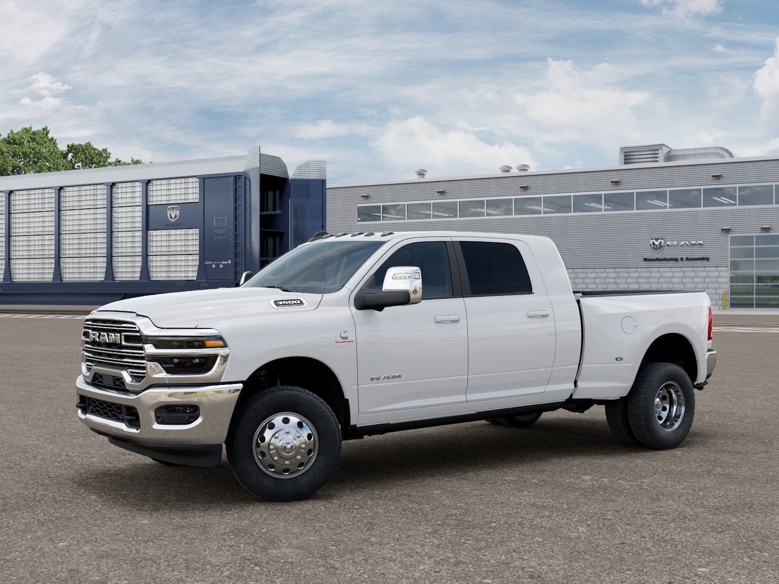 2026 RAM 3500 Laramie in Bright White Clearcoat — front three-quarter view