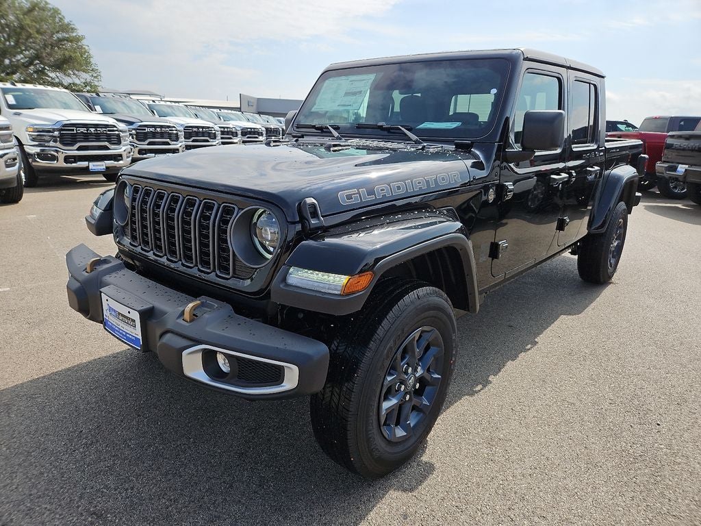 2026 Jeep Gladiator GLADIATOR 85TH ANNIVERSARY EDITION 4X4 in Black Clear-Coat Exterior Paint — front three-quarter view