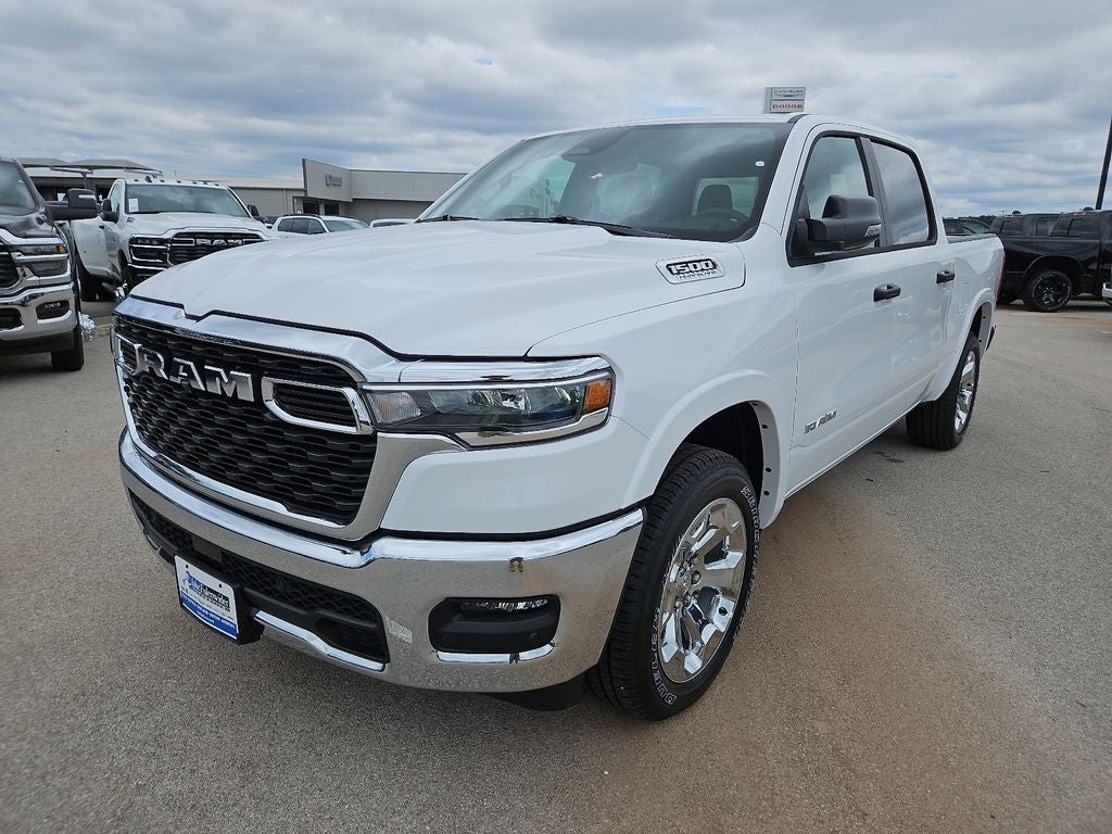 2026 RAM 1500 RAM 1500 LONE STAR CREW CAB 4X2 5'7' BOX in Bright White Clear-Coat Exterior Paint — front three-quarter view
