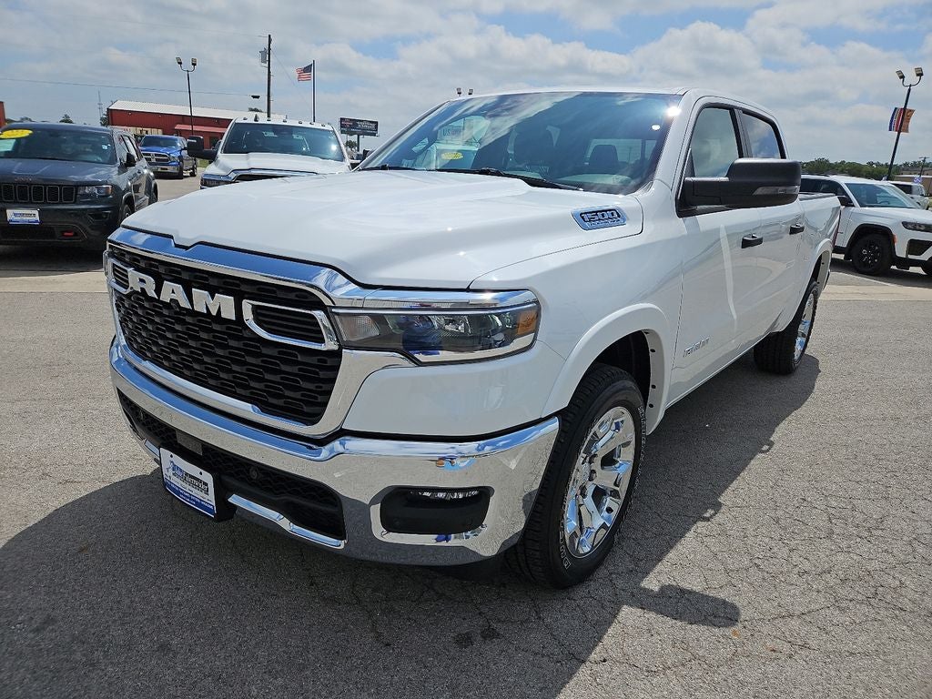 2026 RAM 1500 RAM 1500 LONE STAR CREW CAB 4X2 5'7' BOX in Bright White Clear-Coat Exterior Paint — front three-quarter view