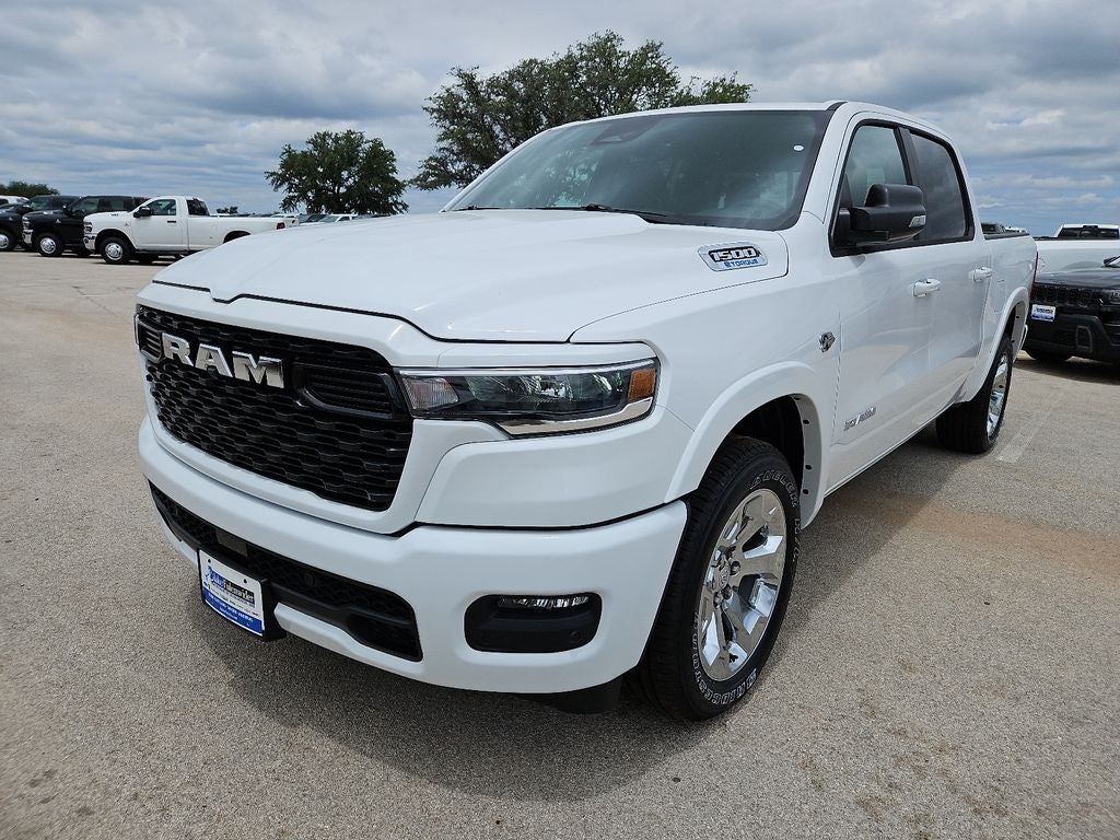 2026 RAM 1500 RAM 1500 LONE STAR CREW CAB 4X2 5'7' BOX in Bright White Clear-Coat Exterior Paint — front three-quarter view