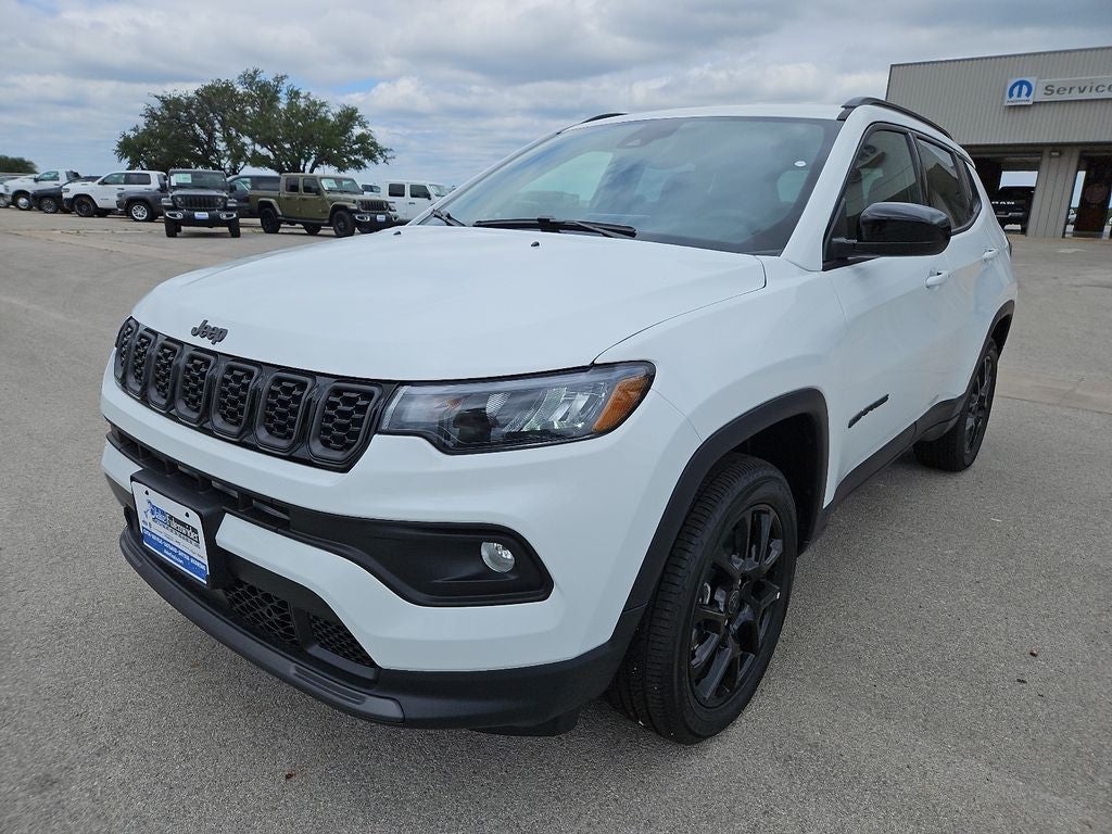 2026 Jeep Compass COMPASS LATITUDE ALTITUDE 4X4 in Bright White Clear-Coat Exterior Paint — front three-quarter view