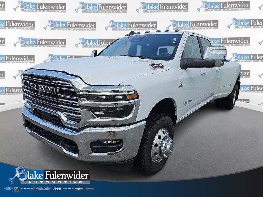 2025 RAM 3500 Laramie Crew Cab 4x4 8' Box in Bright White Clearcoat — front three-quarter view
