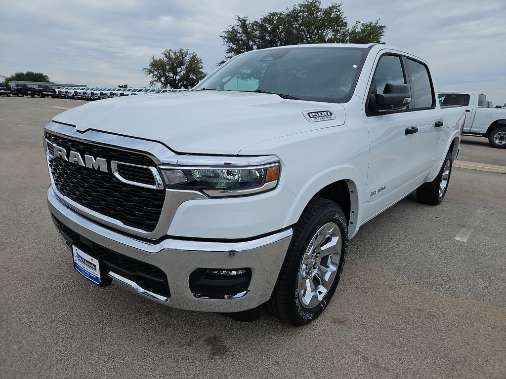 2026 RAM 1500 RAM 1500 LONE STAR CREW CAB 4X2 5'7' BOX in Bright White Clear-Coat Exterior Paint — front three-quarter view