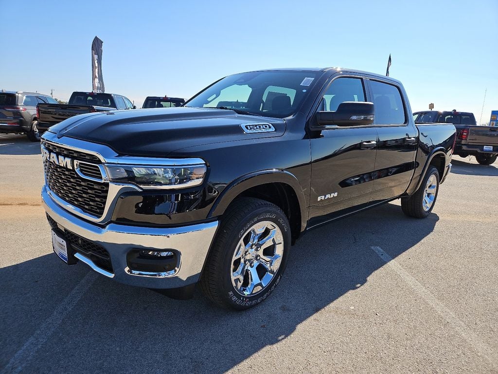 2026 RAM 1500 RAM 1500 LONE STAR CREW CAB 4X2 5'7' BOX in Diamond Black Crystal Pearl-Coat Exterior Paint — front three-quarter view