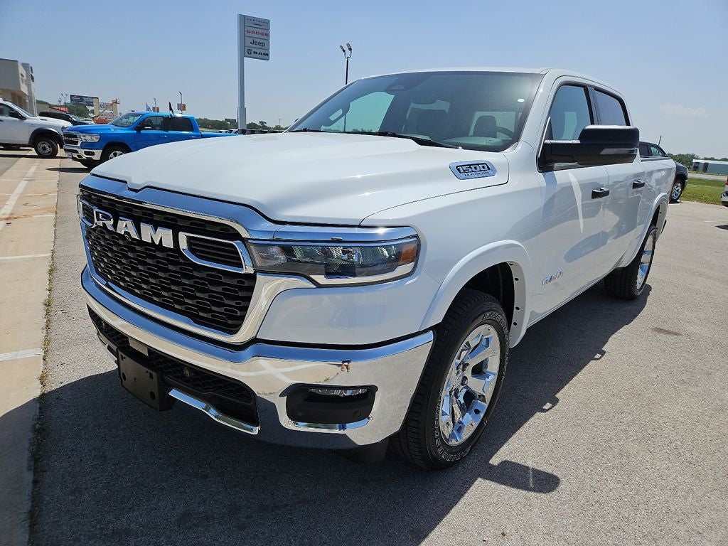 2026 RAM 1500 RAM 1500 LONE STAR CREW CAB 4X2 5'7' BOX in Bright White Clear-Coat Exterior Paint — front three-quarter view