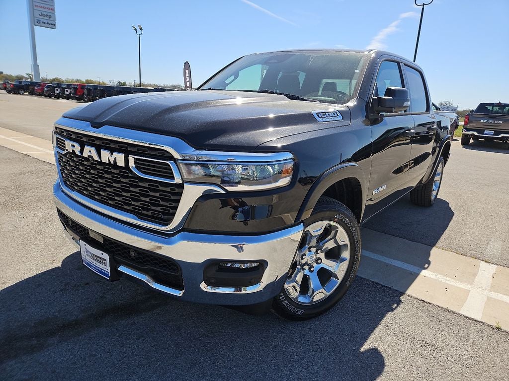 2026 RAM 1500 RAM 1500 LONE STAR CREW CAB 4X2 5'7' BOX in Diamond Black Crystal Pearl-Coat Exterior Paint — front three-quarter view