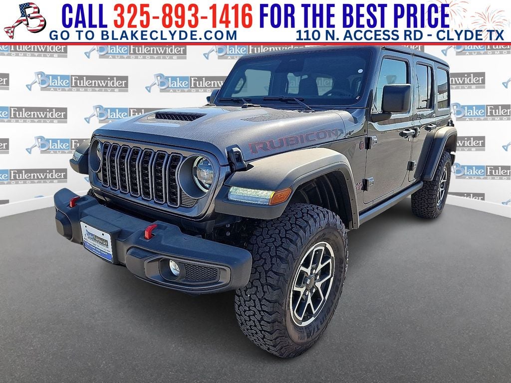 2026 Jeep Wrangler Rubicon in Granite Crystal Metallic Clearcoat — front three-quarter view