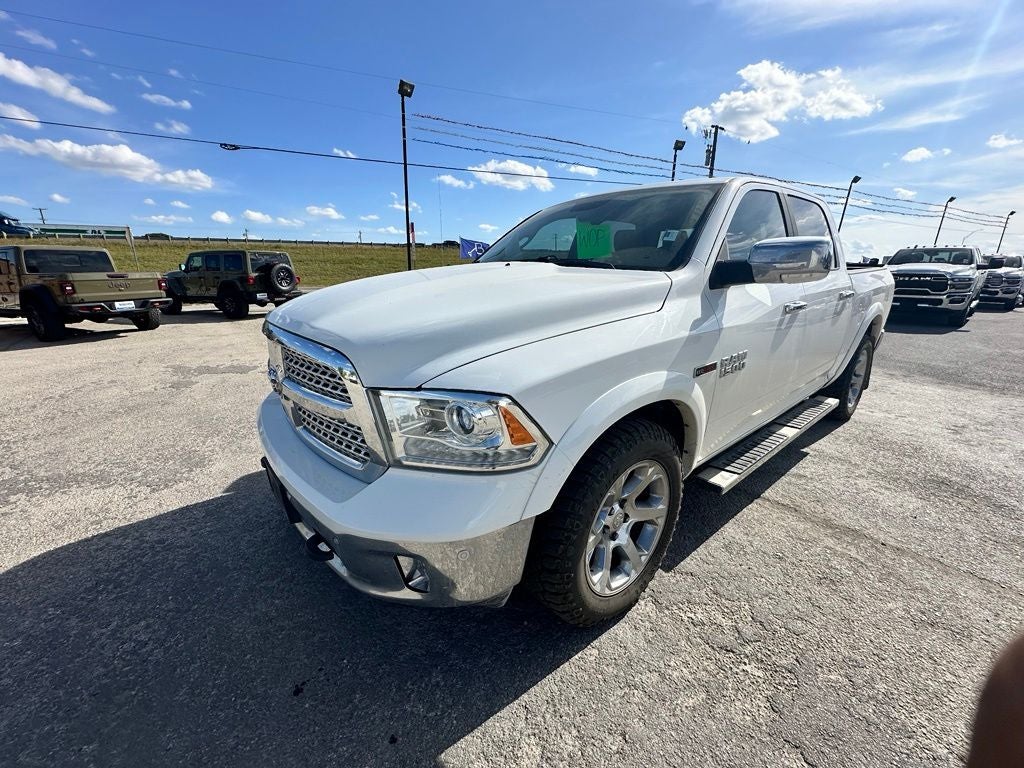 2018 RAM 1500 Laramie in Bright White Clearcoat — front three-quarter view