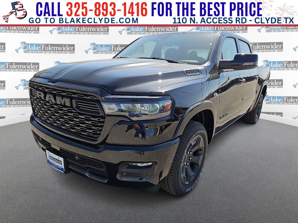 2026 RAM 1500 Big Horn/Lone Star in Diamond Black Crystal Pearlcoat — front three-quarter view