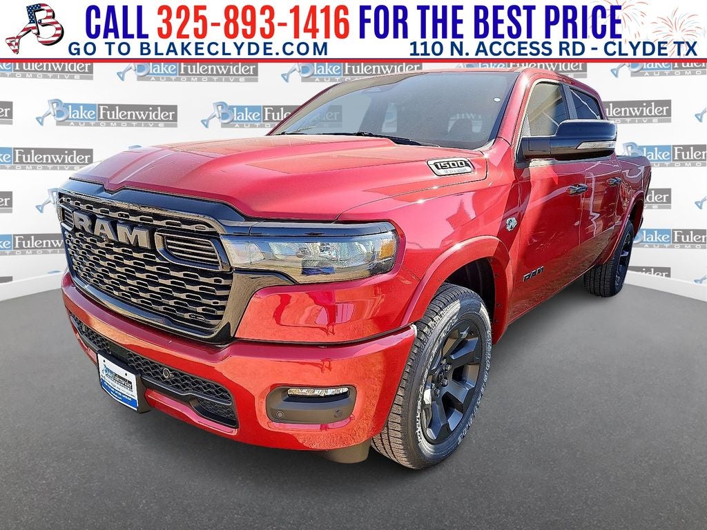 2026 RAM 1500 Big Horn/Lone Star in Molten Red Pearlcoat — front three-quarter view