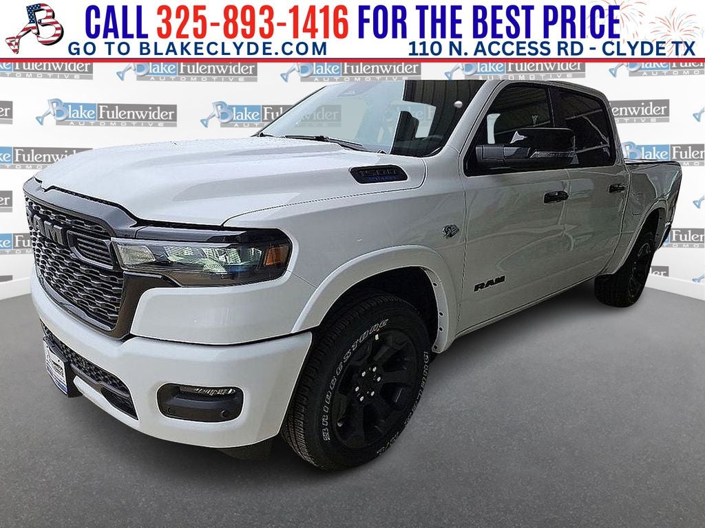 2026 RAM 1500 Big Horn/Lone Star in Bright White Clearcoat — front three-quarter view