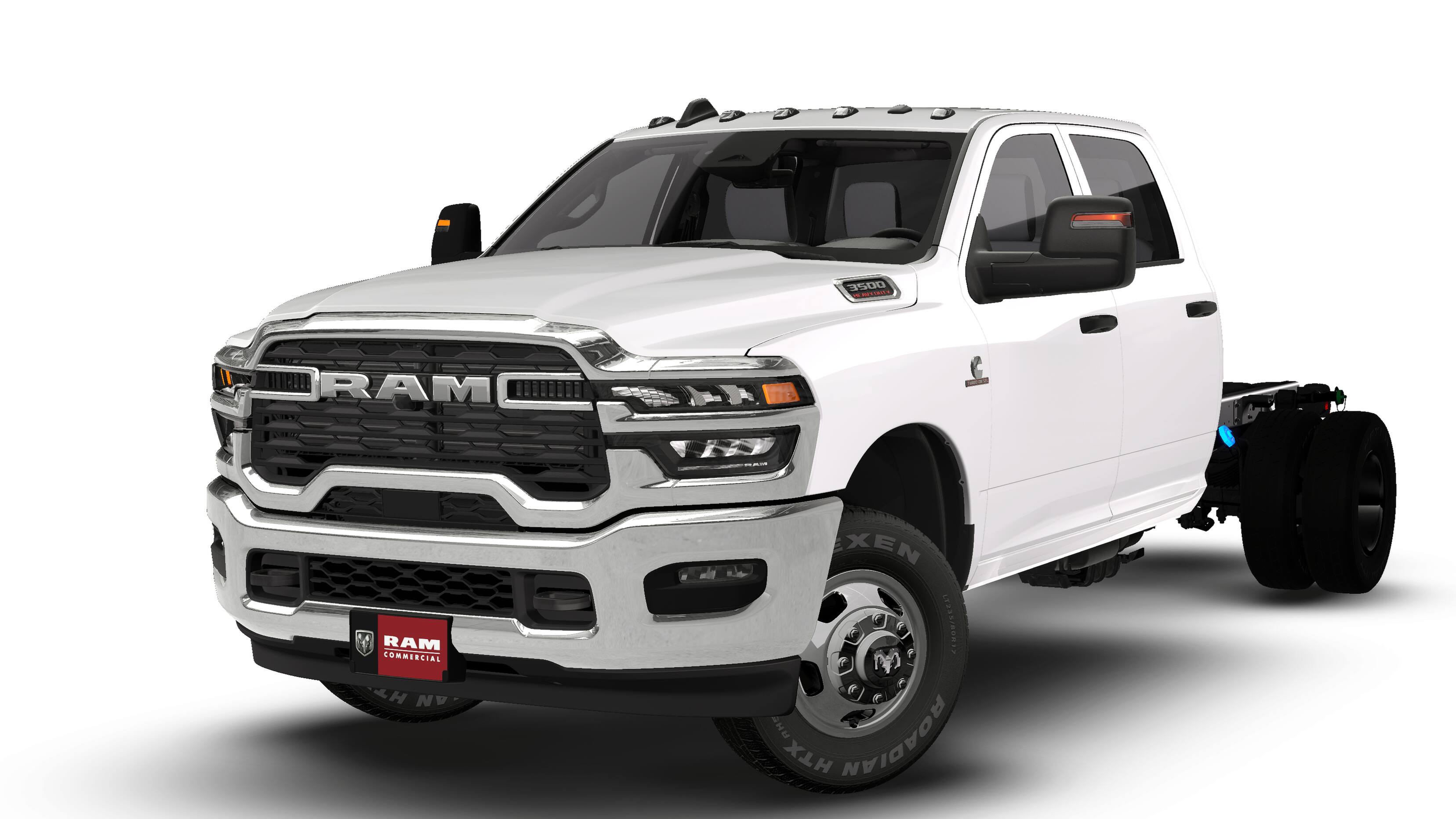 2026 RAM 3500 Chassis Cab RAM 3500 TRADESMAN CREW CAB CHASSIS 4X4 60' CA in Bright White Clear-Coat Exterior Paint — front three-quarter...